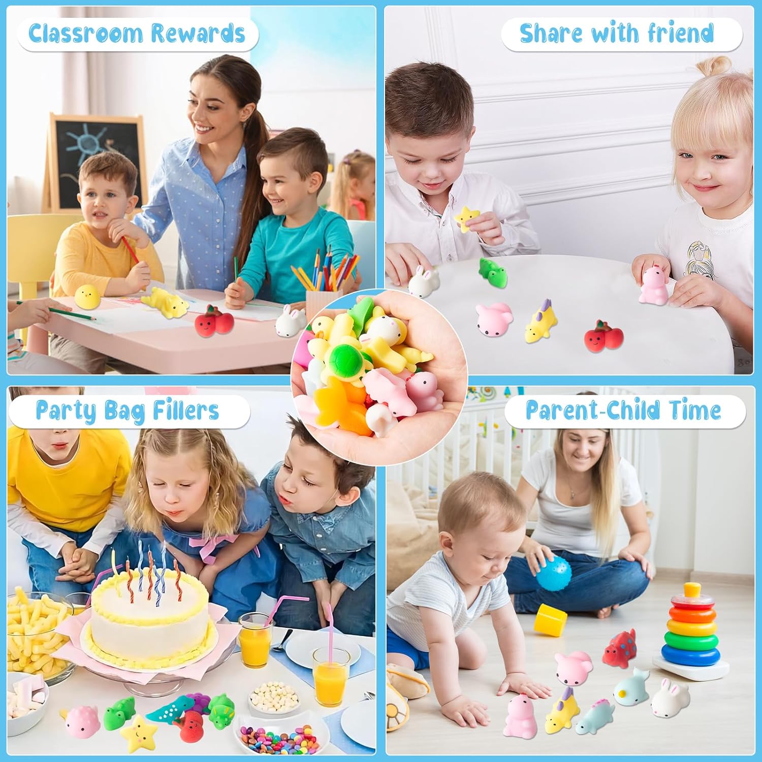 Thumbnail 6 de 32Pcs Mochi Squishy Toys mini kawaii animals & fruits stress relief fidget pack