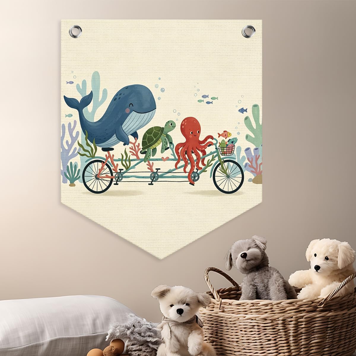Detalle 2 de URYRJGH Sea Animal Wall Banner, 14 x 12.4 Inches