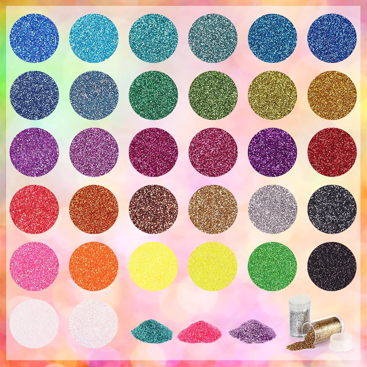 Thumbnail 2 de Kasanni set di glitter in polvere da 32 colori per decorazioni, manicure e artigianato