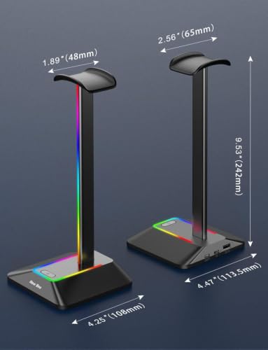 Detalle de New Bee Z8 RGB Kopfhörerhalterung – Halterung aus Aluminium, 7 RGB-Modi, schwarz