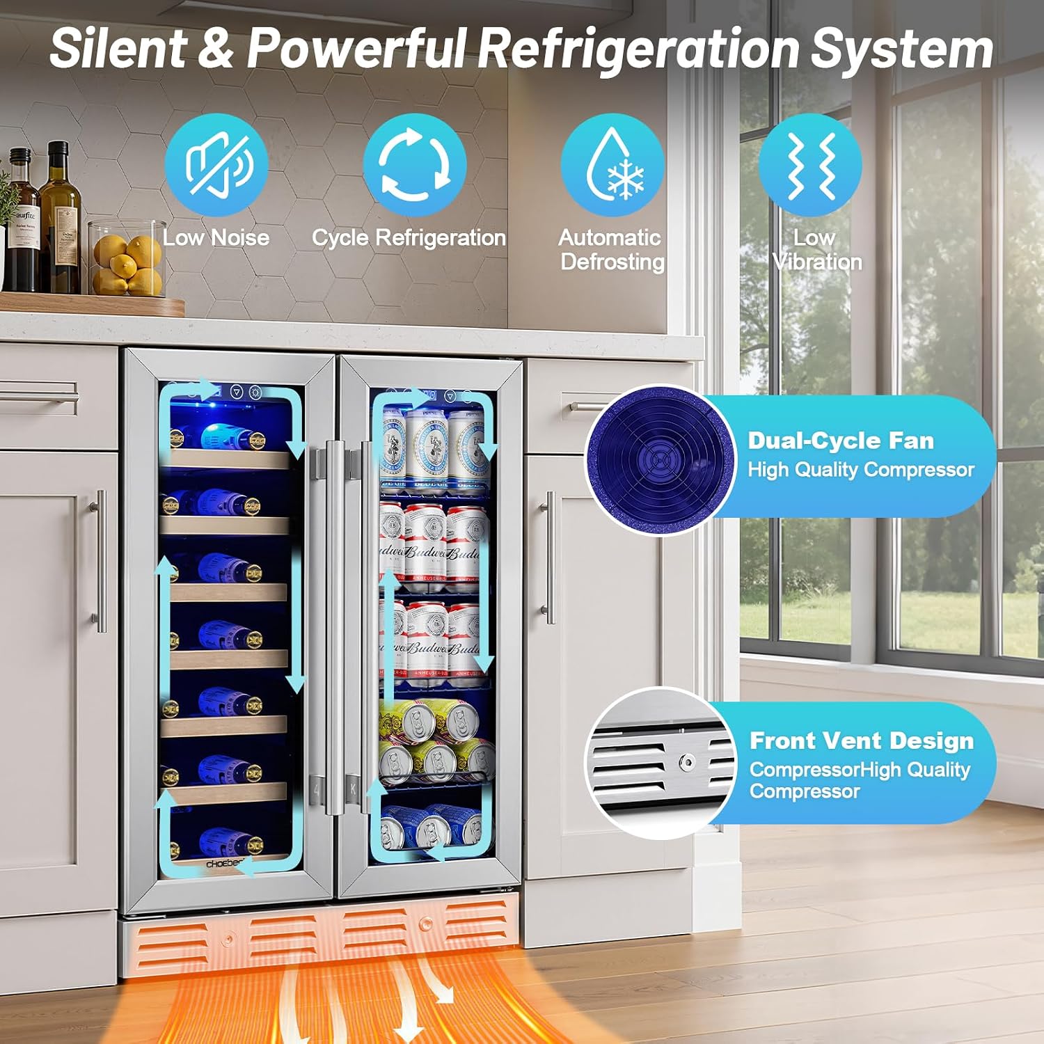 Thumbnail 4 de Kalamera KRC-150CB-B2 Dual-Zone Wine and Beverage Refrigerator, 20 Bottles/78 Cans