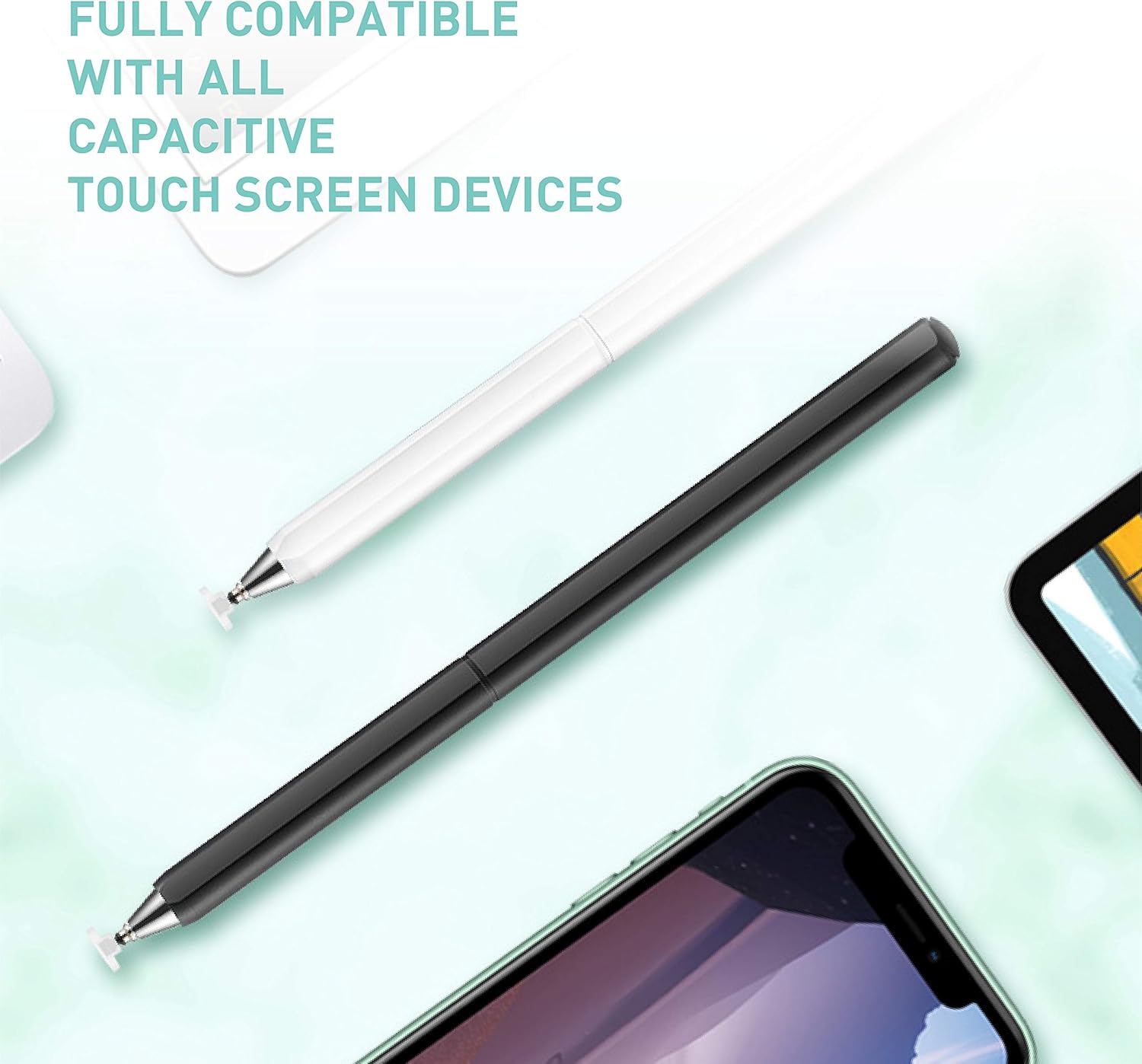 Thumbnail 5 de OASO Universal High-Sensitive Capacitive Disc Tip Stylus — Rotate & Hide Disc Tip, No Cap, Leather Case Included