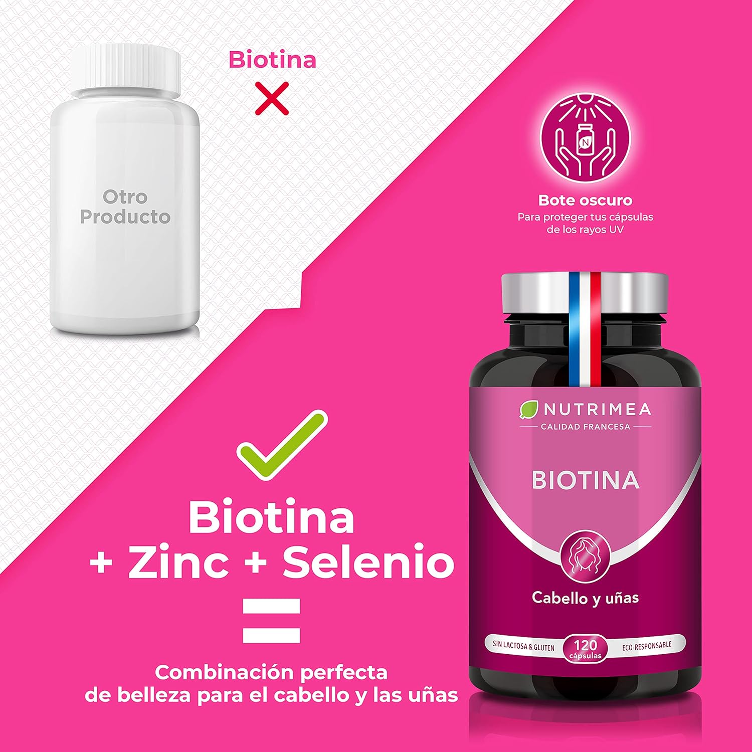 Detalle 1 de Nutrimea Biotina Zinc Selenio | Fortalece Cabello y Uñas 🌱