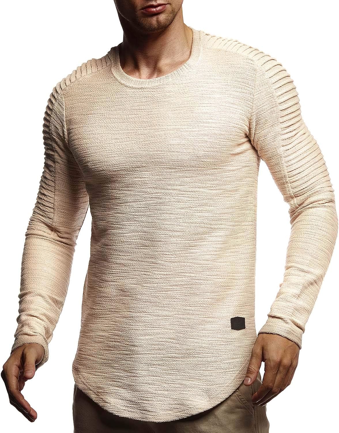Detalle de Leif Nelson LN6326 : hoodie sweat homme à col rond, manches longues et coupe oversize