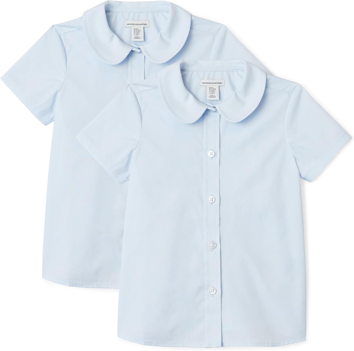 Detalle 2 de Amazon Essentials Girls' Easy-Iron Short-Sleeve Peter Pan Collar School Uniform Shirt, Pack of 2