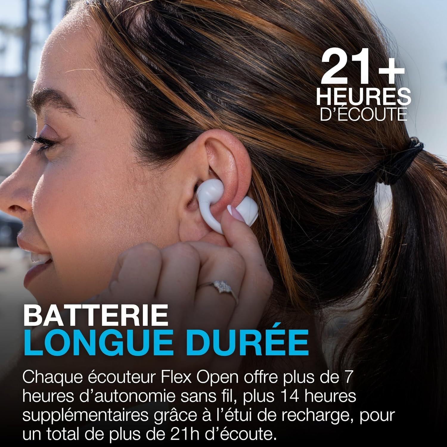 Thumbnail 1 de JLab Flex Casque à Oreille Ouverte – Écouteurs Bluetooth ouverts, 21 h d’autonomie, personnalisation via l’application