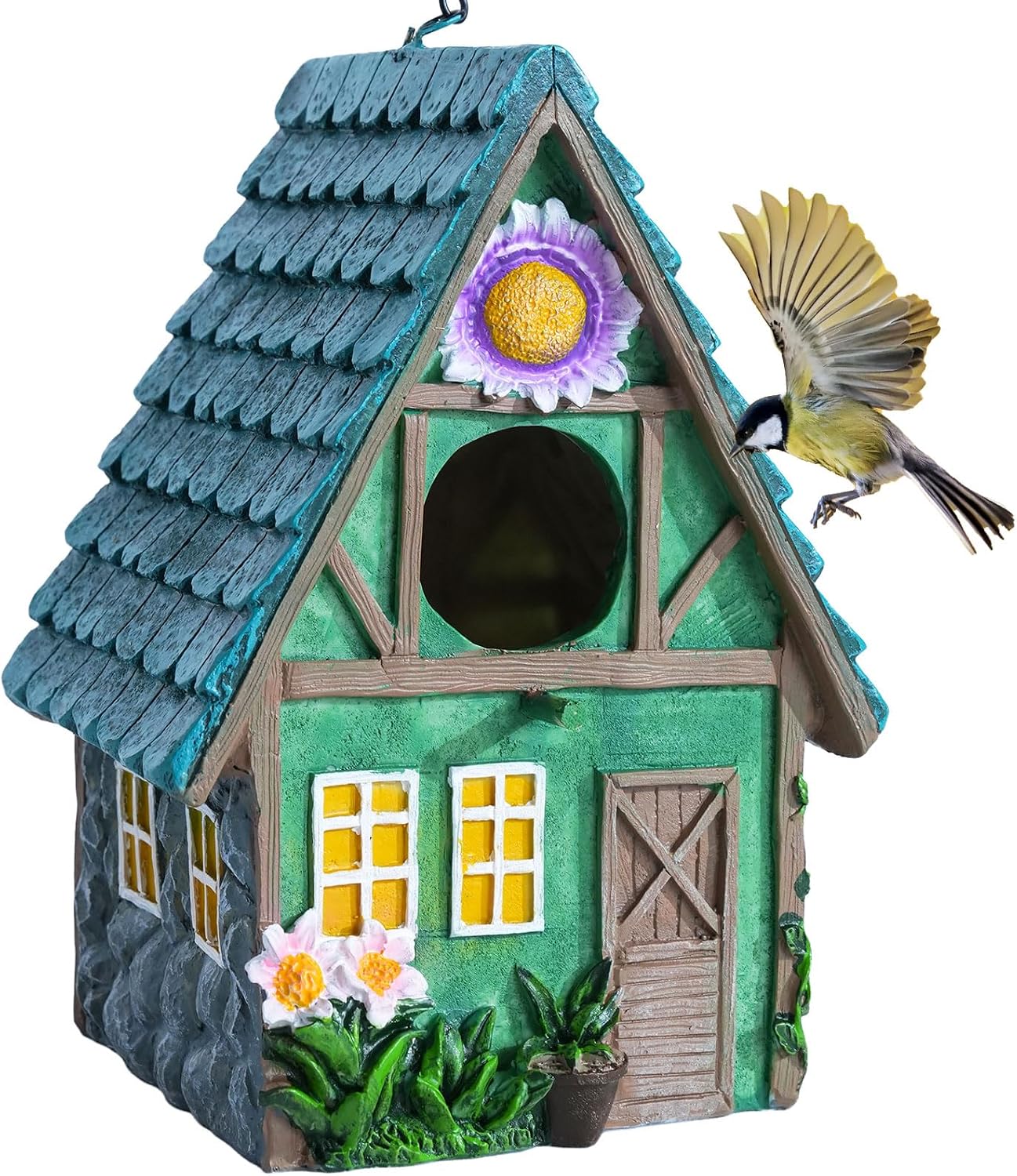 Detalle de DEWEL Bird Houses for Garden: Waterproof Resin Nest Box for Outdoor Use