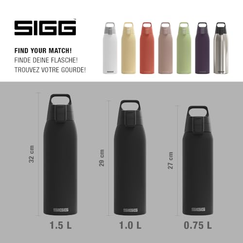 Detalle de SIGG Isolierte Trinkflasche Shield Therm One – 1L, Schwarz, BPA-frei, 90% recycelter Edelstahl