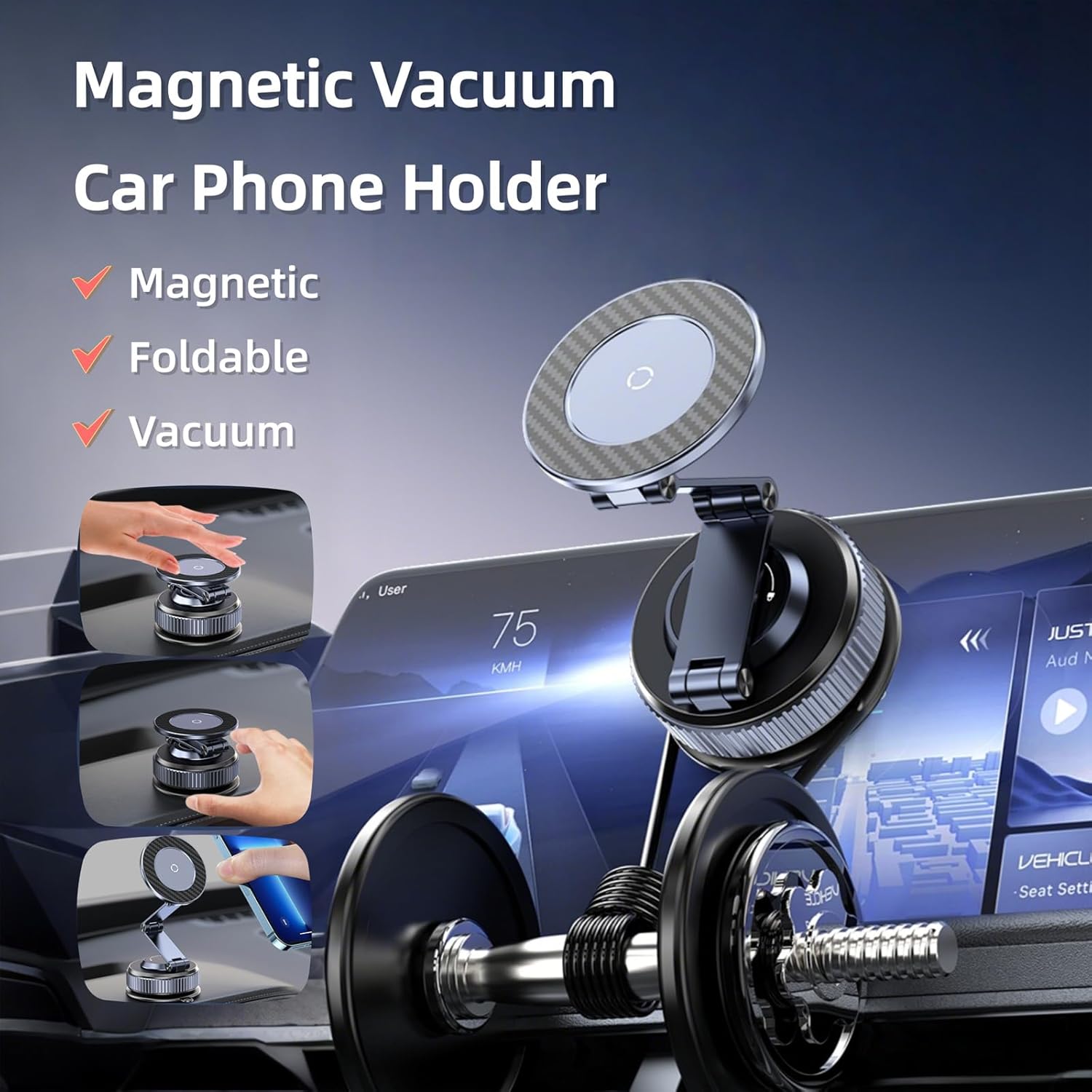 Thumbnail 1 de GEYUTHS Magnetic Car Phone Holder with Suction Cup and 360° Adjustable Arm
