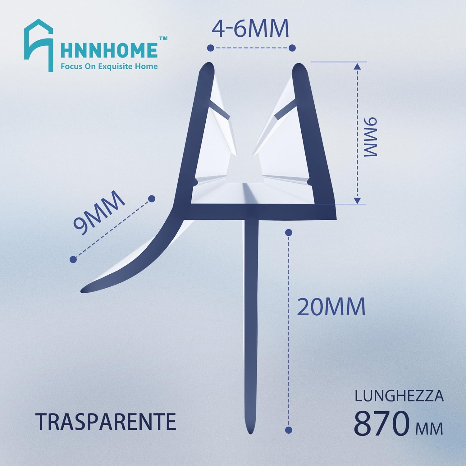 Detalle de HNNHOME - Coppia guarnizioni per pannello vasca/doccia, vetro 4–6 mm, lunghezza 870 mm