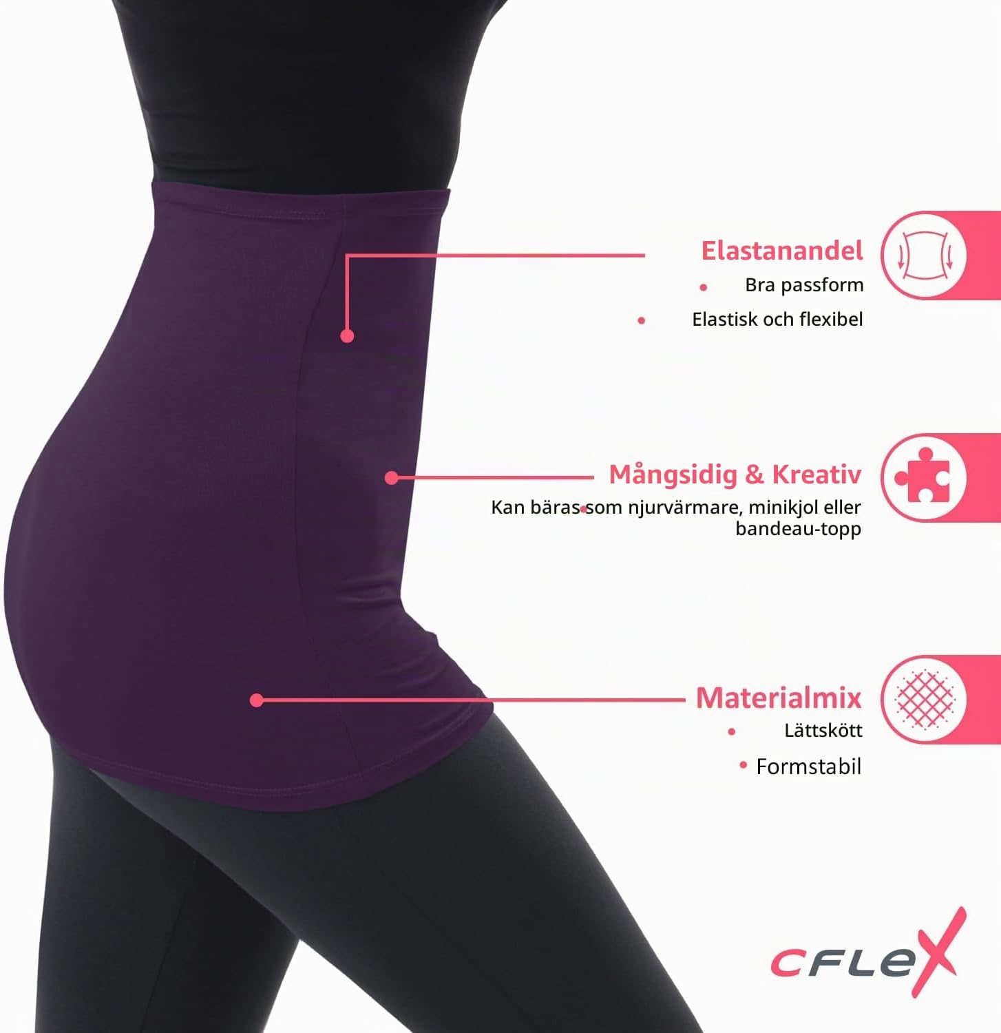 Detalle de CFLEX Renal Variotube för kvinnor – minikjol i bomullsblandning med stretch