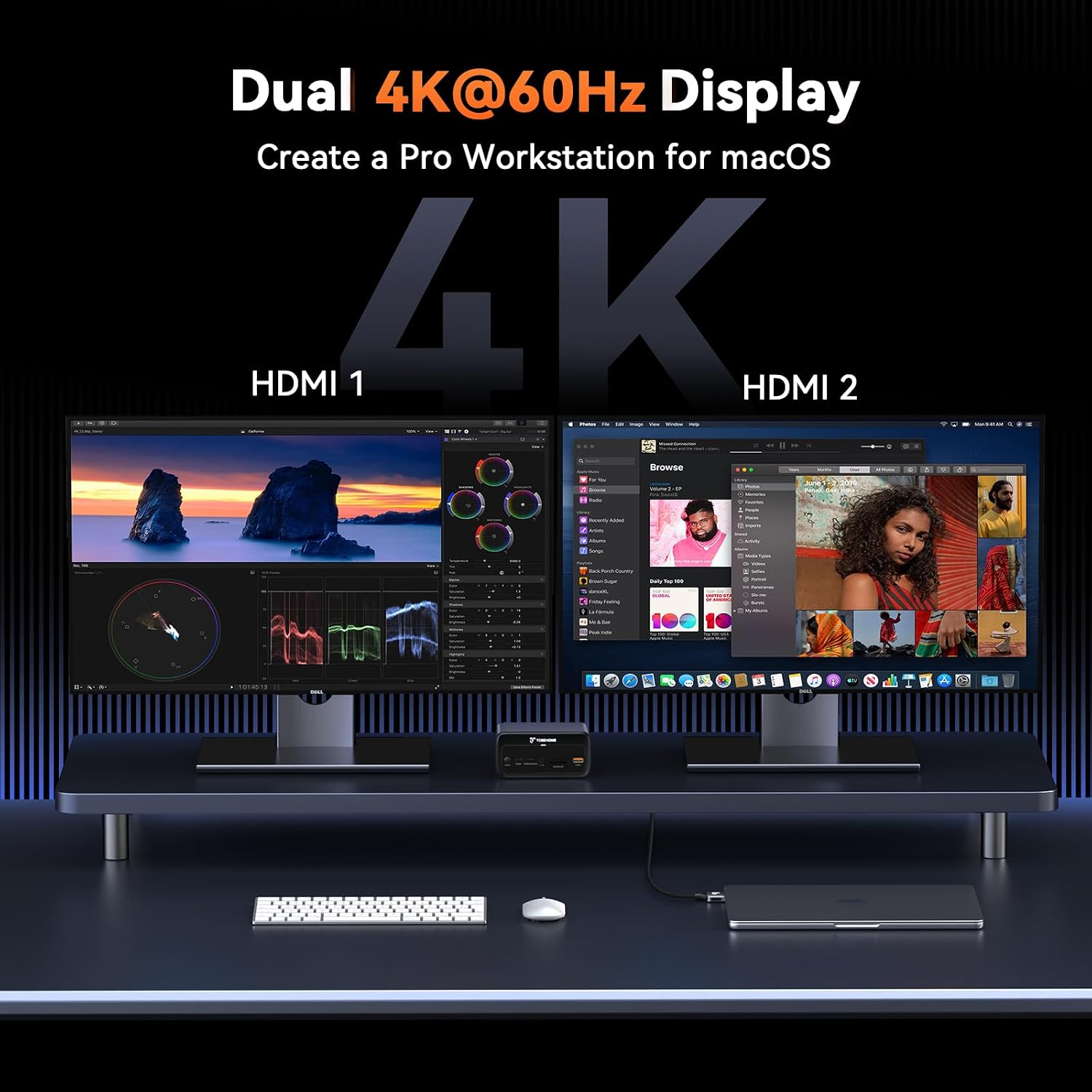 Detalle 2 de TobenONE MacBook Docking Station Dual 4K