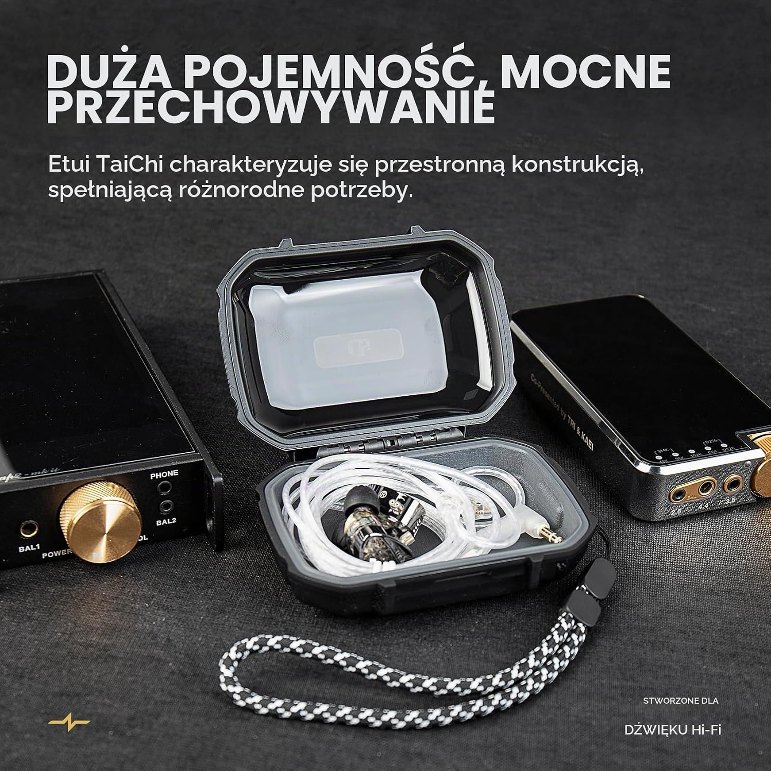 Detalle 1 de keephifi ZC01 – twarde etui na słuchawki z uszczelką i smyczą