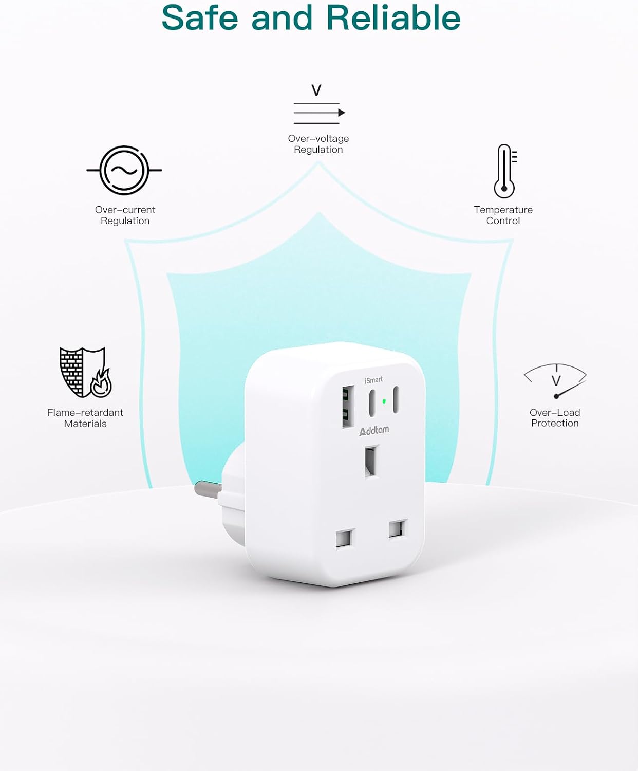 Thumbnail 5 de 2 Pack UK to EU Plug Adapters with 3 USB Ports