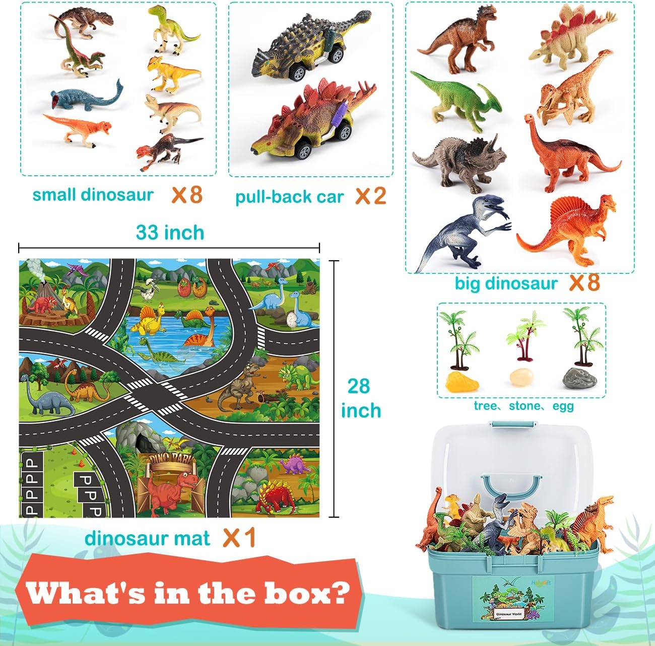 Thumbnail 5 de HahaGift 25 Pieces Dinosaur Toys 33x27 mat