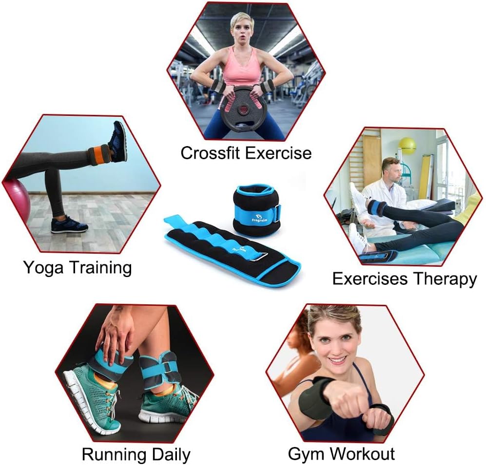 Detalle 1 de Fragraim Ankle Weights, 4 lb Each, 8 lb Pair, Sky Blue Cotton-Neoprene