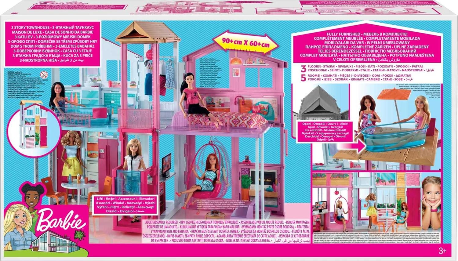Thumbnail 5 de Barbie 3-Story Townhouse Dollhouse with Elevator
