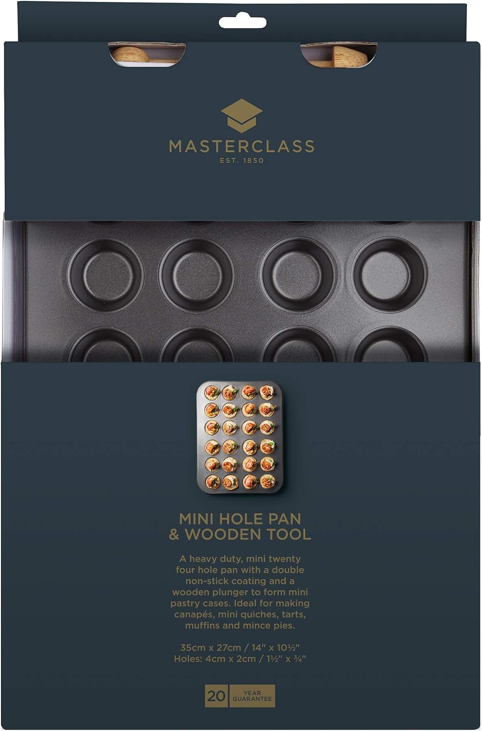Detalle 2 de MasterClass tartelettevorm met deegduwer, 24 vakjes en antiaanbaklaag