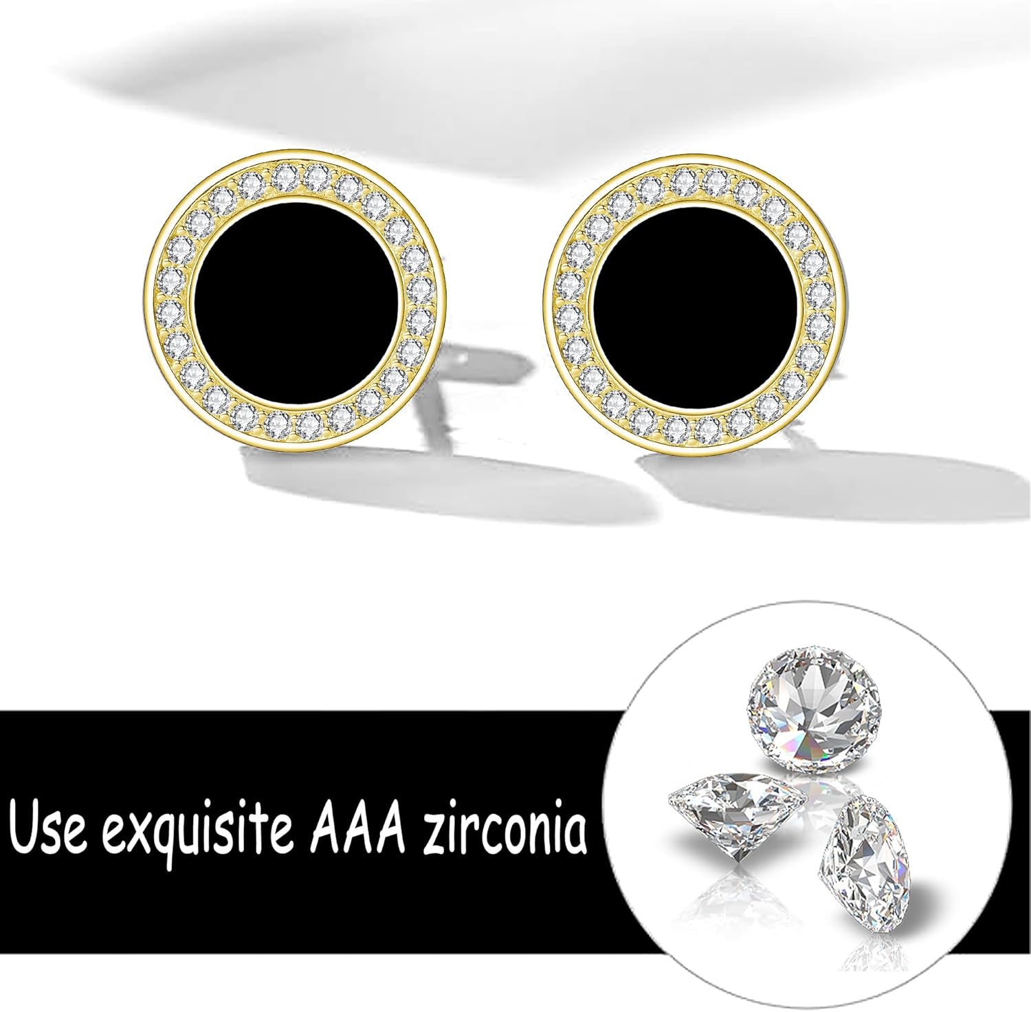Detalle 2 de Micory Schwarz Ohrringe Silber 925 mit Zirkonia – hypoallergene Ohrstecker