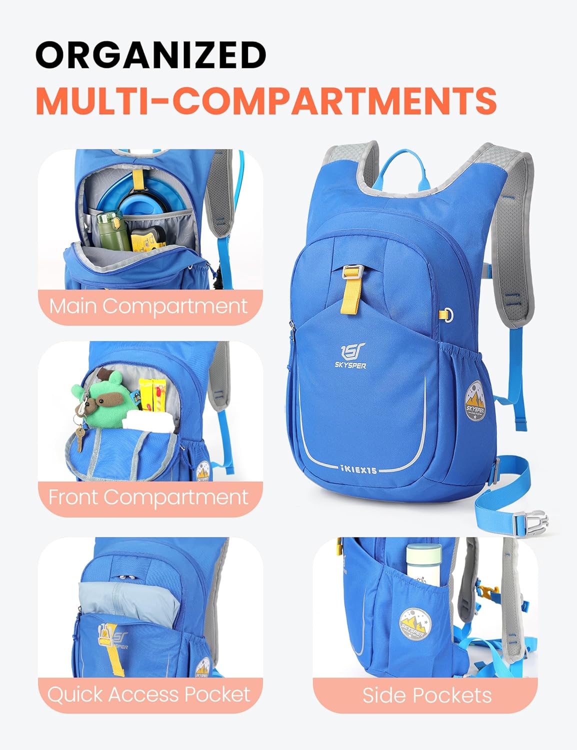 Thumbnail 3 de SKYSPER Kinderrucksack 15L – leichter Wanderrucksack mit Hydrationsfach & Sicherheitspfeife