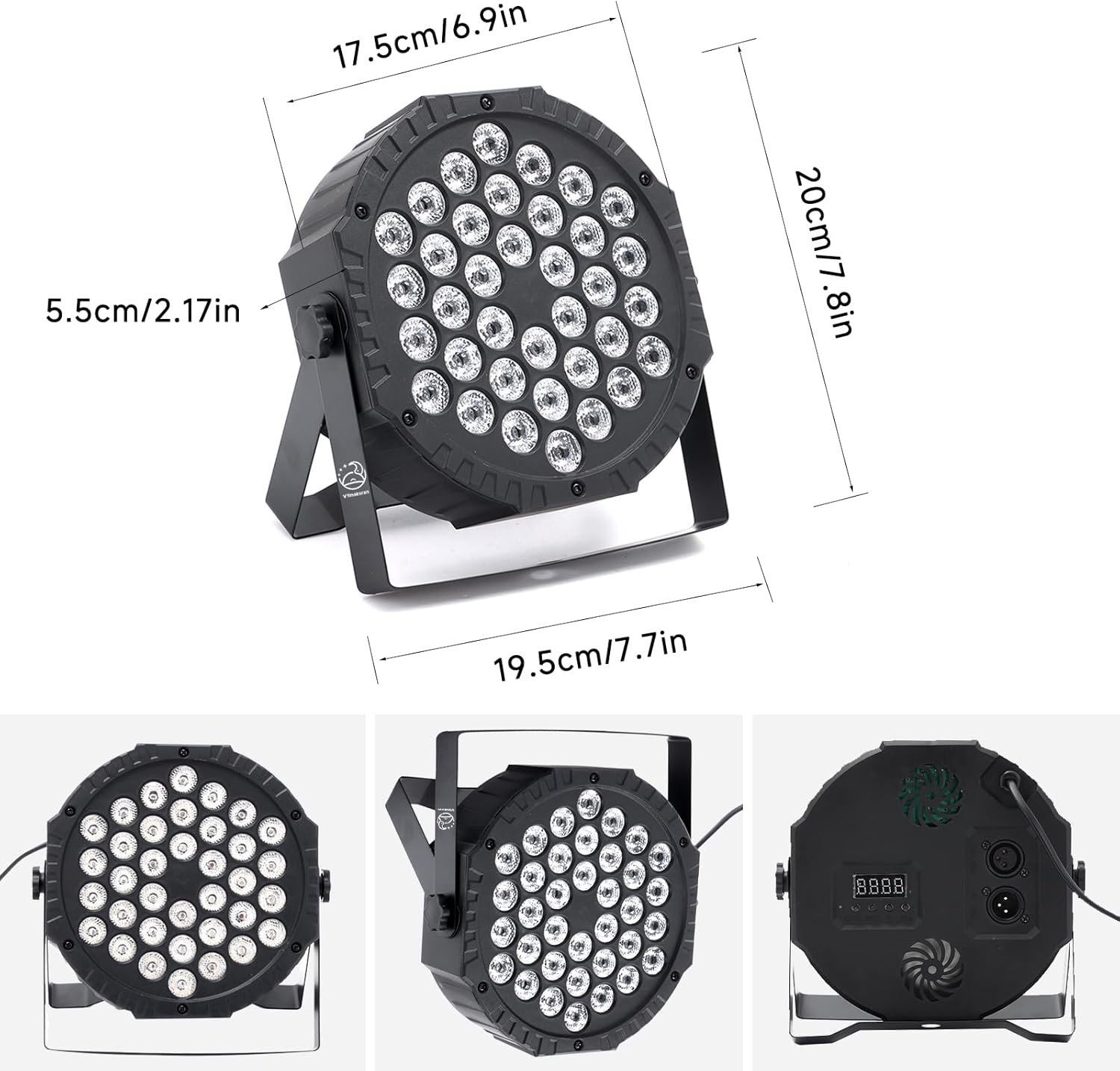 Detalle de VYmaksran LED Par Strahler 36 LED RGB – 4er Set mit DMX512, Fernbedienung und Soundaktivierung