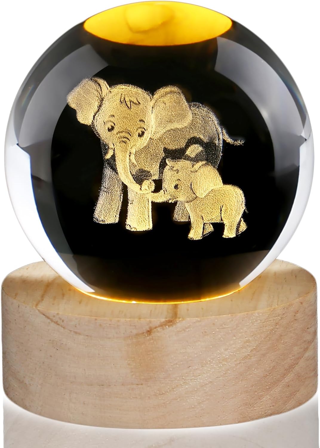 Detalle 2 de AWARDSEN Elephant Crystal Ball with Luminous Base: Gentle Night Light and Thoughtful Gift