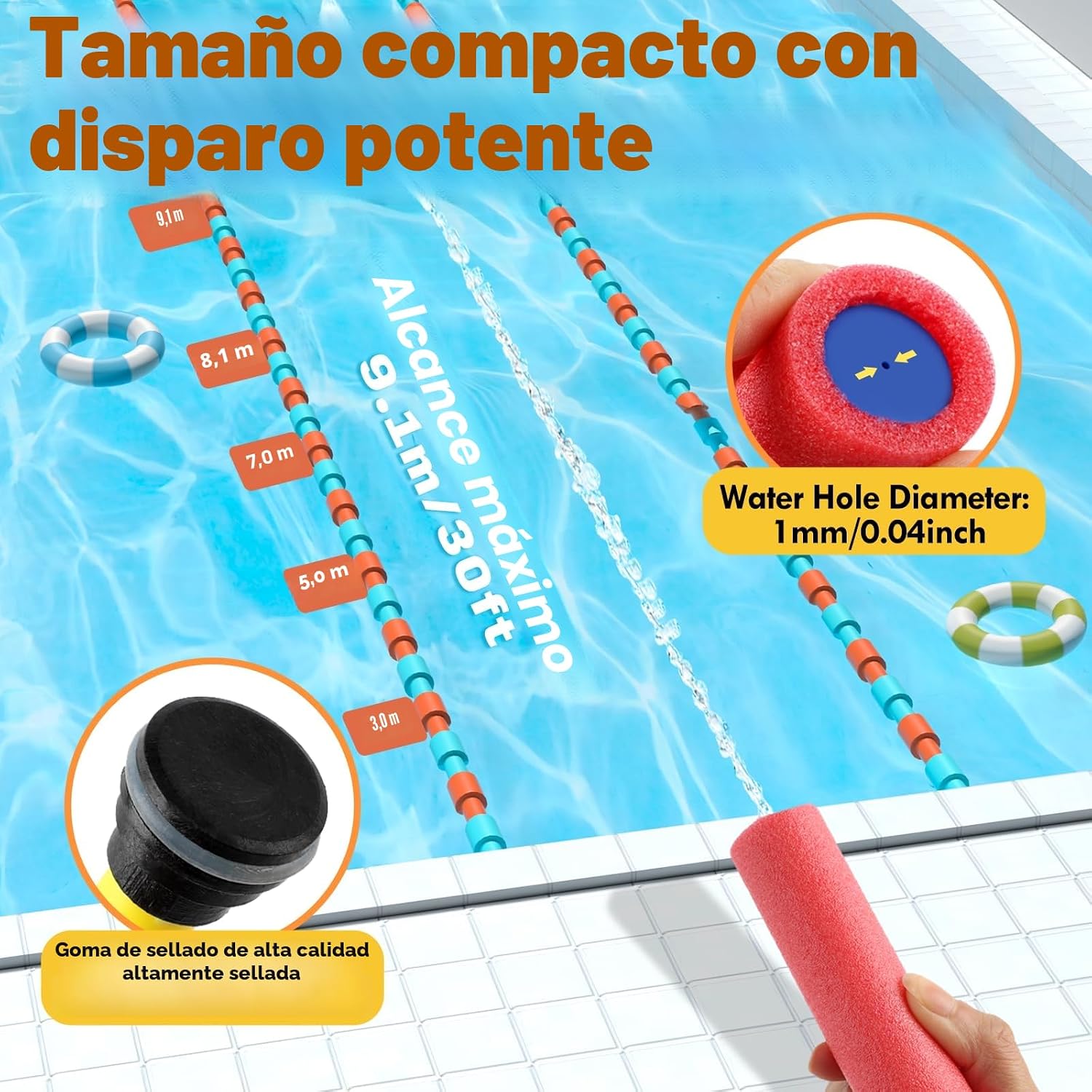 Thumbnail 4 de Lehoo Castle Pistola de Agua 16PCS: Pistolas de Espuma EVA con Alcance de 9,1 m para Playa y Piscina