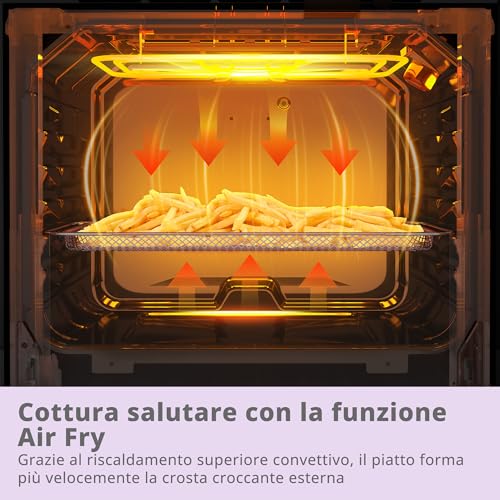 Detalle de COMFEE' CBO60M80M1-BK Forno Elettrico da Incasso Ventilato 60 L – 8 Funzioni, AirFry, Pulizia a Vapore