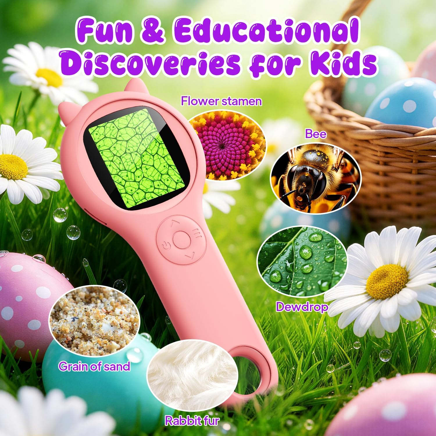 Detalle 2 de Portable Handheld Mini Digital Microscope for Kids (Pink)