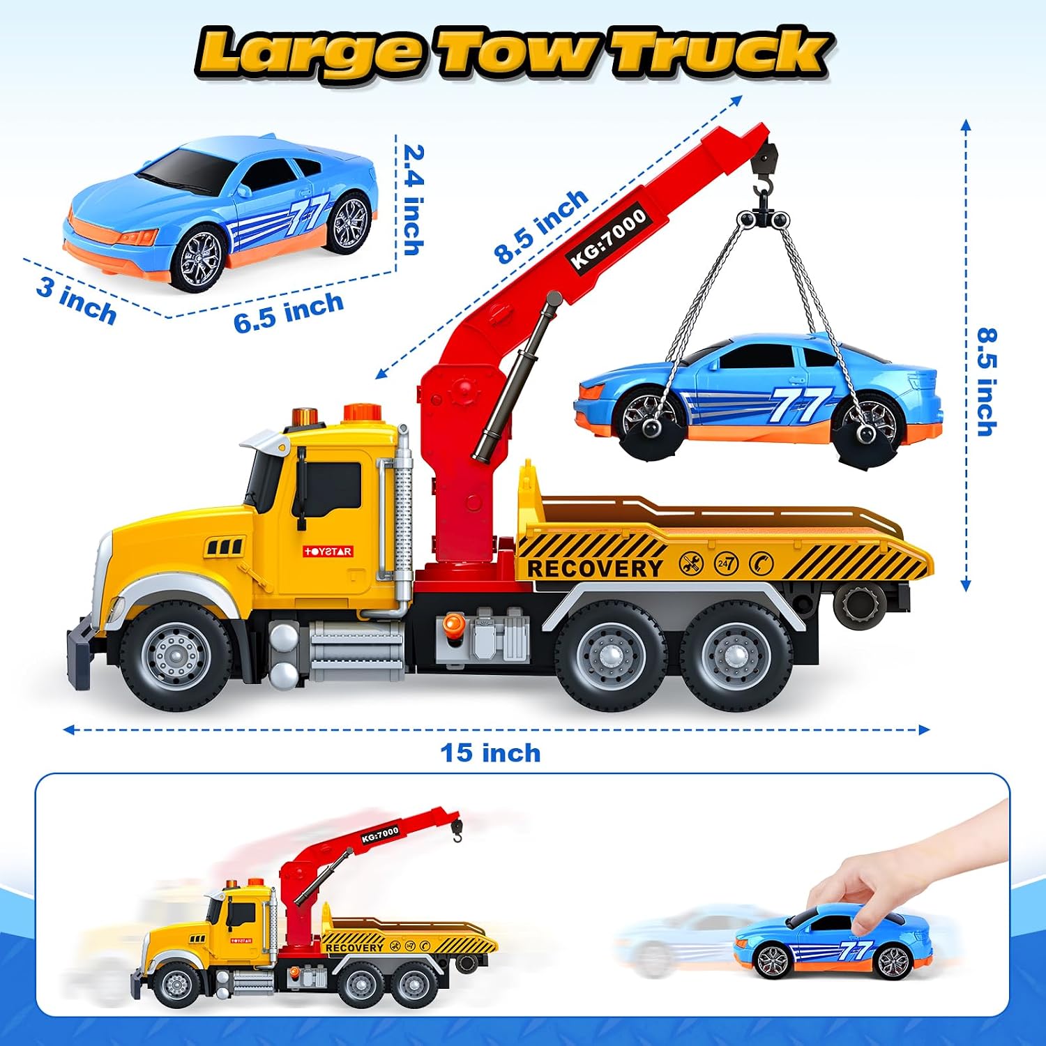 Thumbnail 6 de 15-Inch Tow Truck Toy with Lights