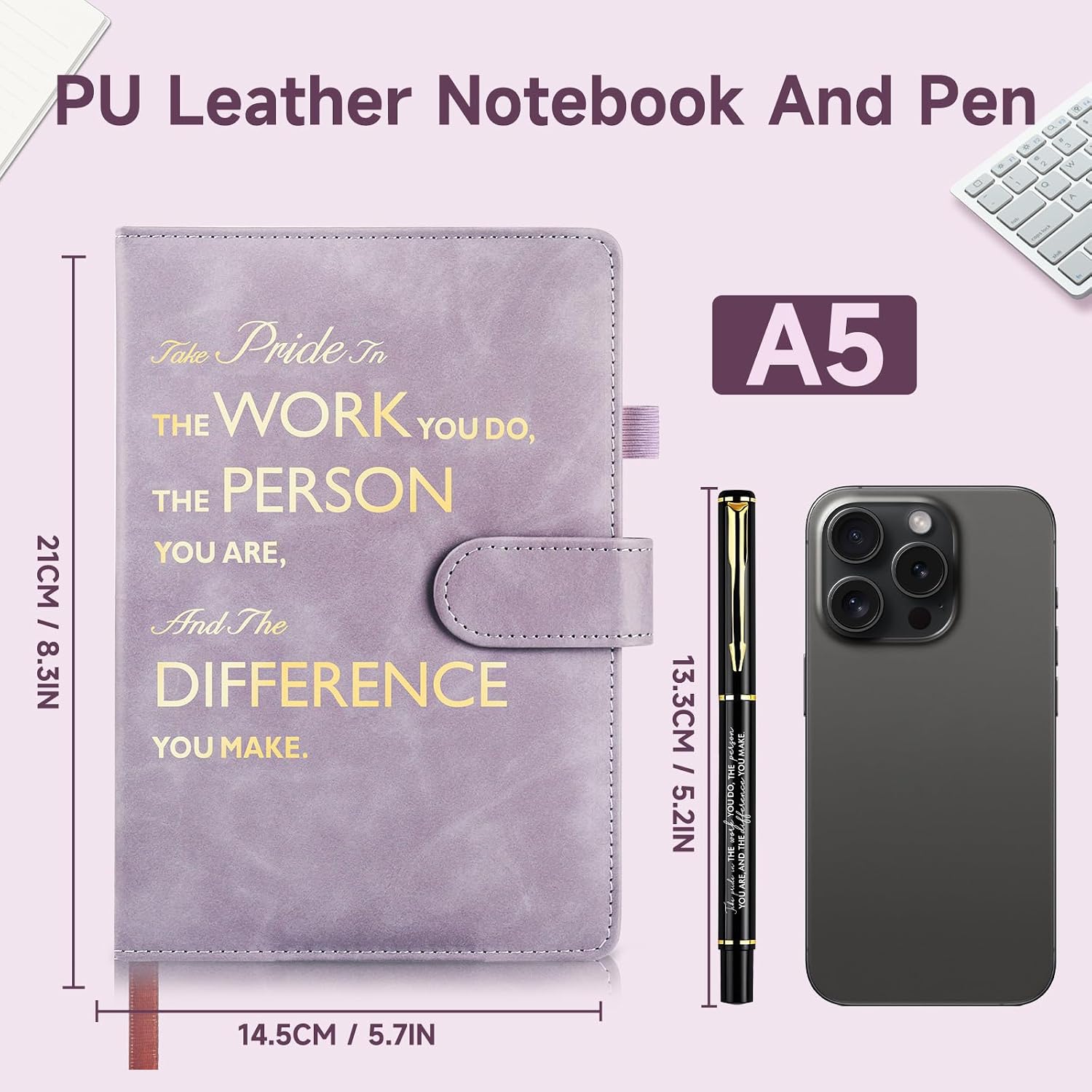 Detalle 2 de A5 Inspirational PU Leather Notebook and Pen Set