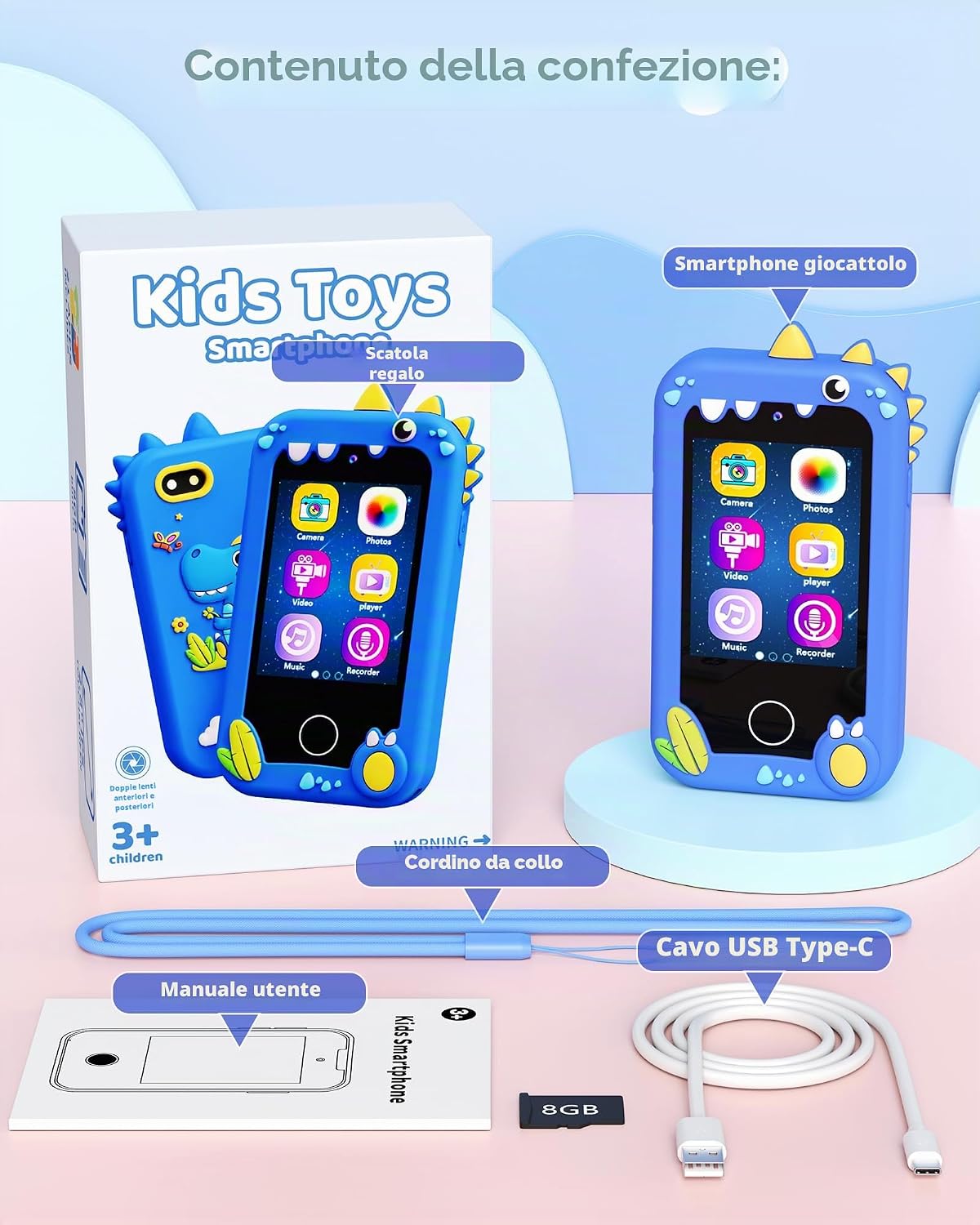 Thumbnail 6 de Telefono Giocattolo per Bambini con Fotocamere, Musica e Giochi di Puzzle – Dino Theme 3–8 anni