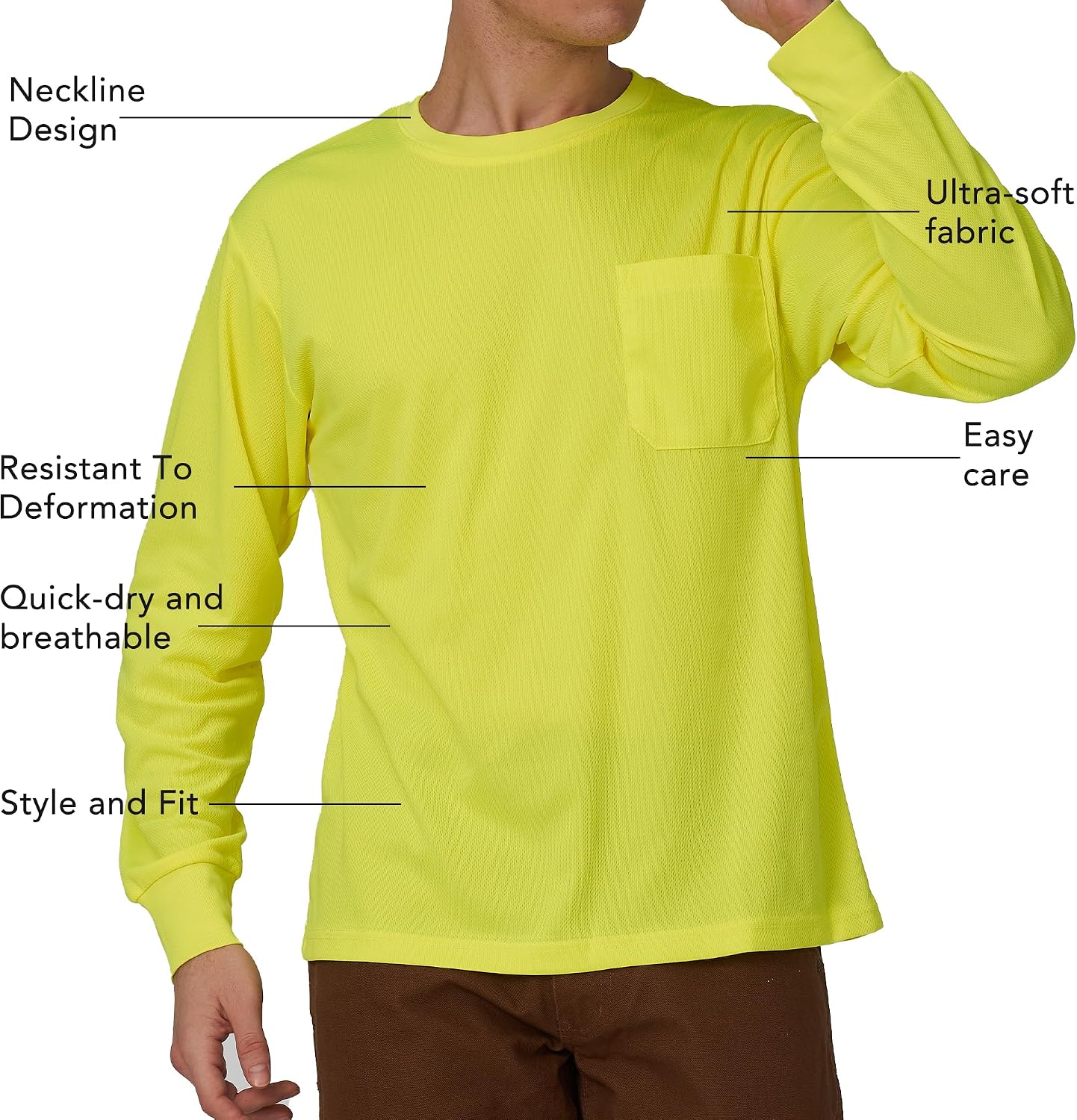 Detalle 2 de A-SAFETY High-Visibility Custom-Logo Long-Sleeve T-Shirt, XS–6XL