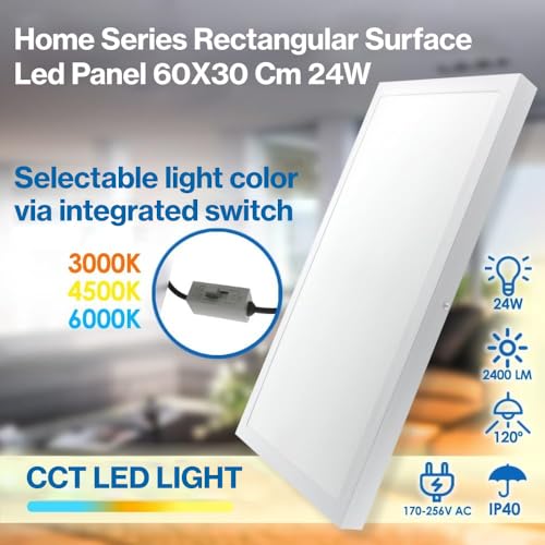 Detalle de M Ledme Plafón Superficie Panel LED 60×30 cm 24W con selector de color y driver incluido