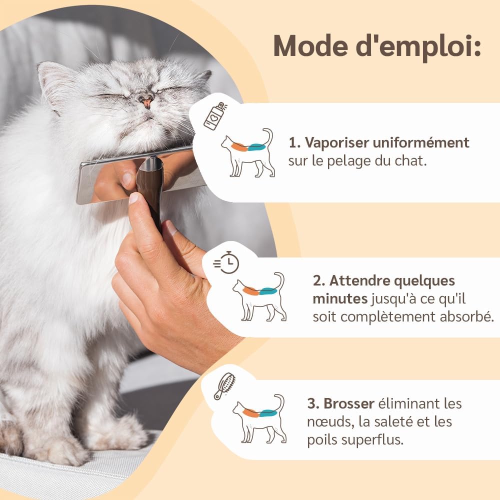 Thumbnail 4 de Spray Démêlant pour chat amusi Poil Long 250 ml – sans rinçage, formule naturelle à l’huile d’olive