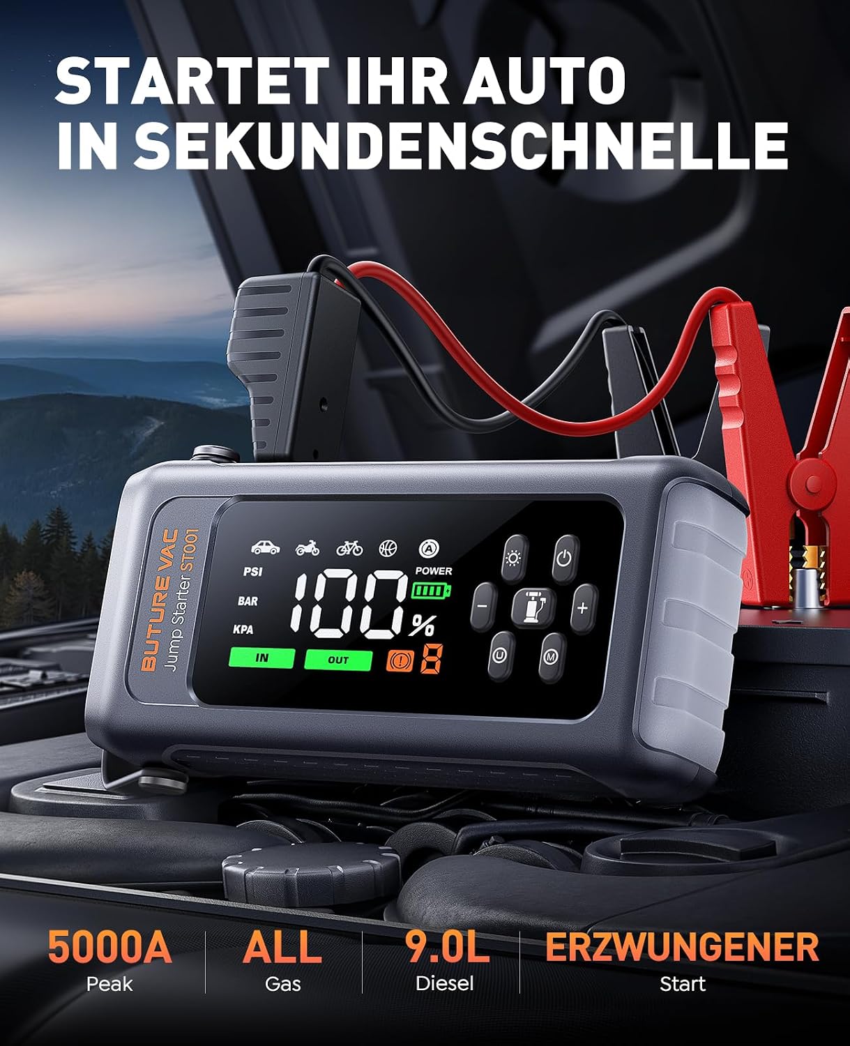 Detalle 2 de 5000A Starthilfe Powerbank mit Kompressor