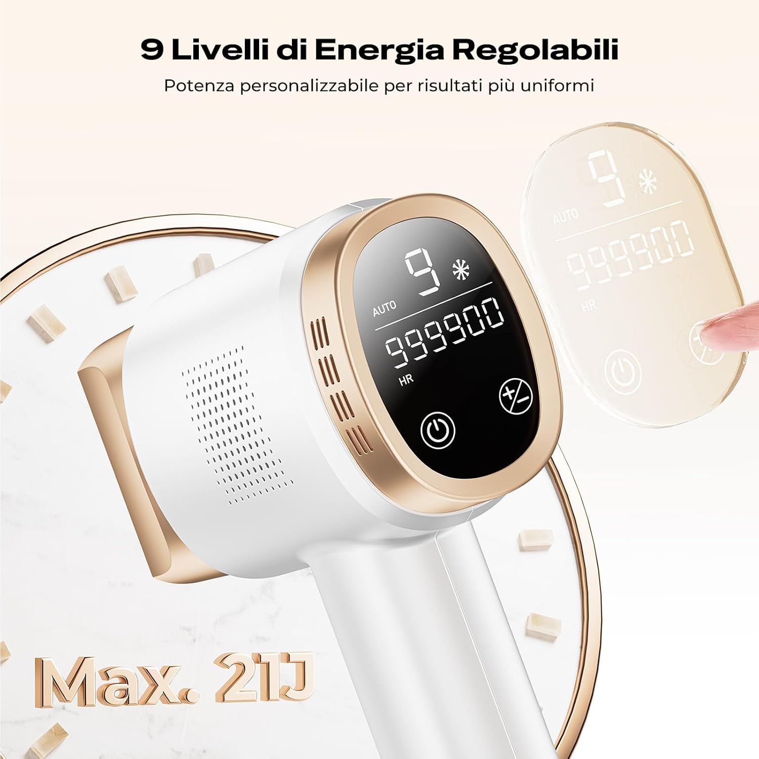 Thumbnail 2 de 21J Epilatore Luce Pulsata con Raffreddamento a Ghiaccio 8°C – Depilazione IPL con Display LCD e Sicurezza a Contatto