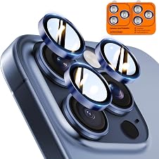 TOCOL Protections d'Objectif iPhone 15 Pro Max, verre HD, anti-buée ⚙