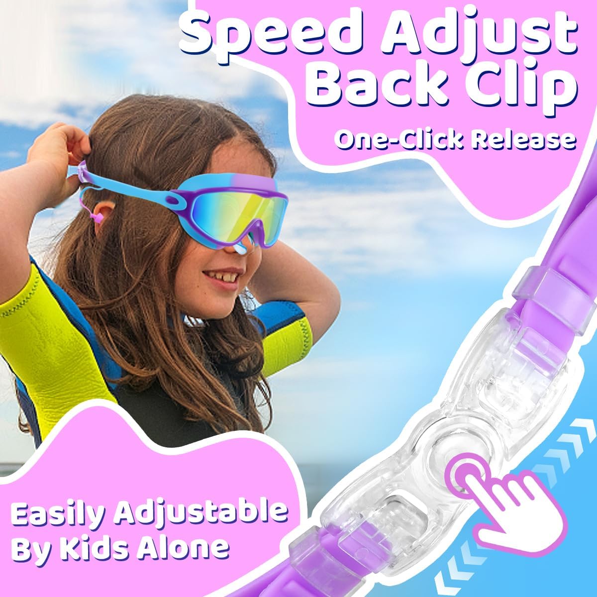 Thumbnail 6 de Vvinca Kids Swimming Goggles (2 Pack) with Earplugs, Nose Clip, Anti-Fog & UV Protection for Ages 3–15