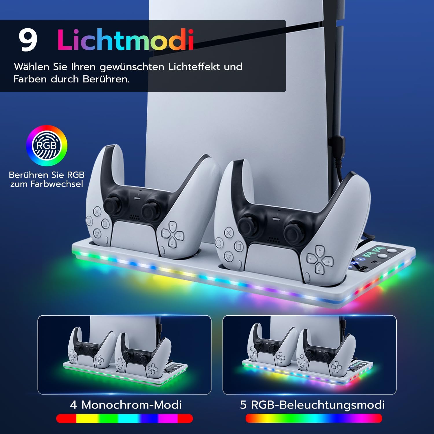 Detalle 1 de Tolesum PS5 Standfuß mit Kühlung 3 Stufen