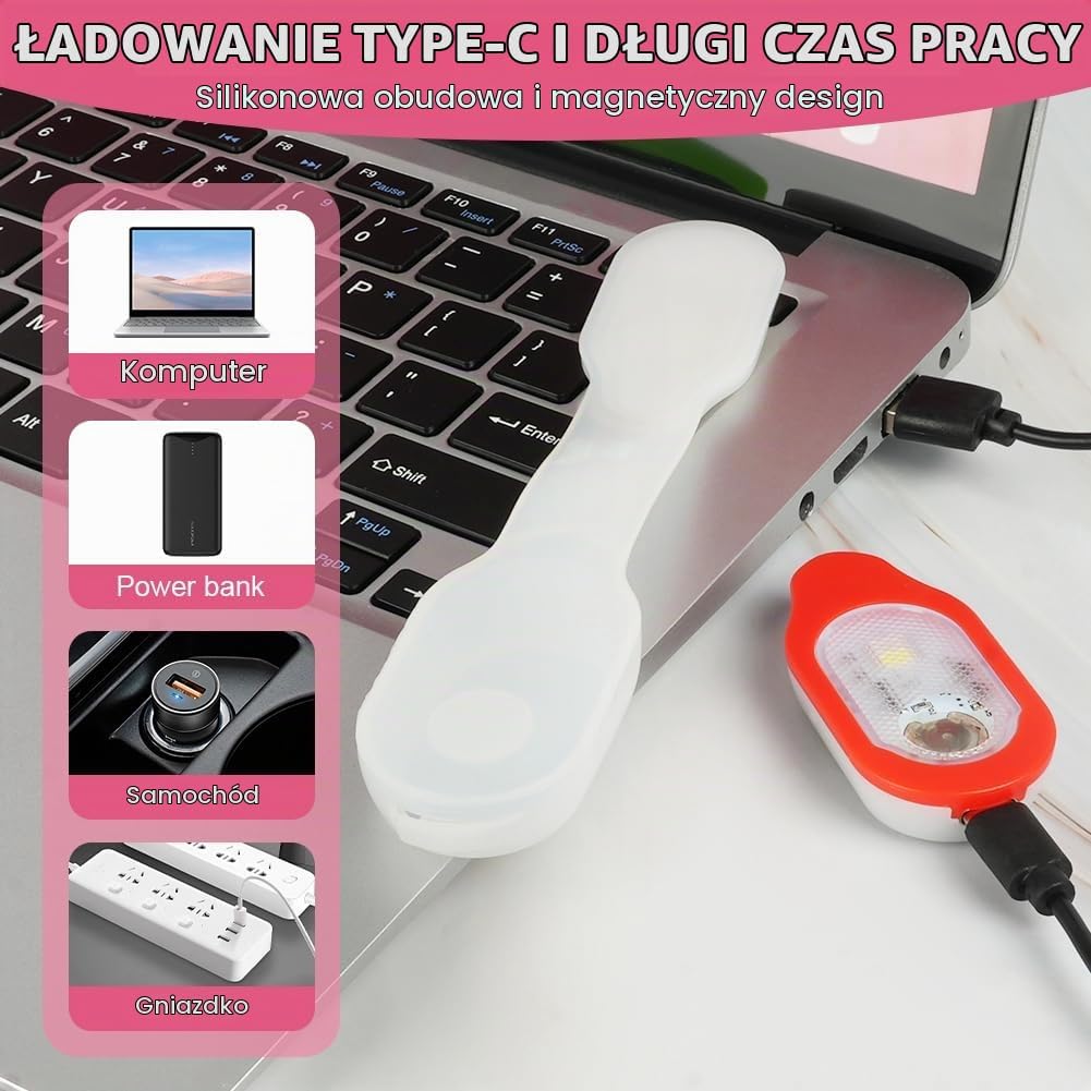 Thumbnail 4 de Ainiv lampka LED z klipsem, magnetyczna, 3 tryby, ładowanie USB-C