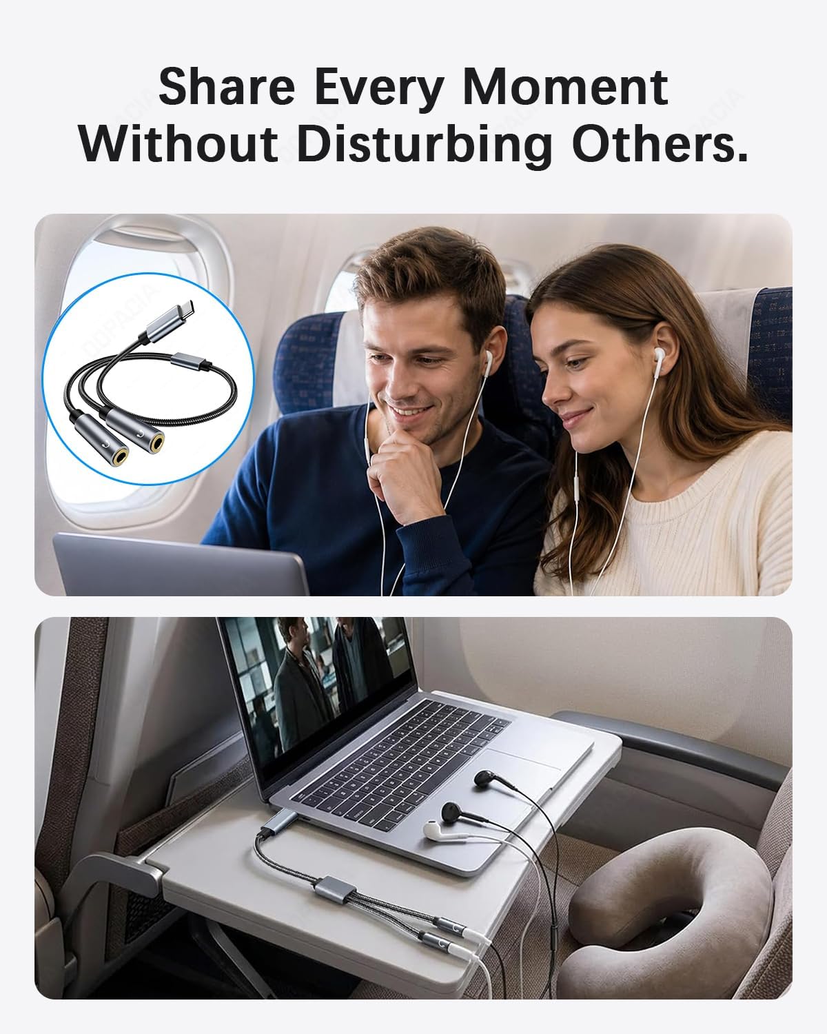 Detalle 2 de DOPACIA USB-C headphone splitter, 33 cm