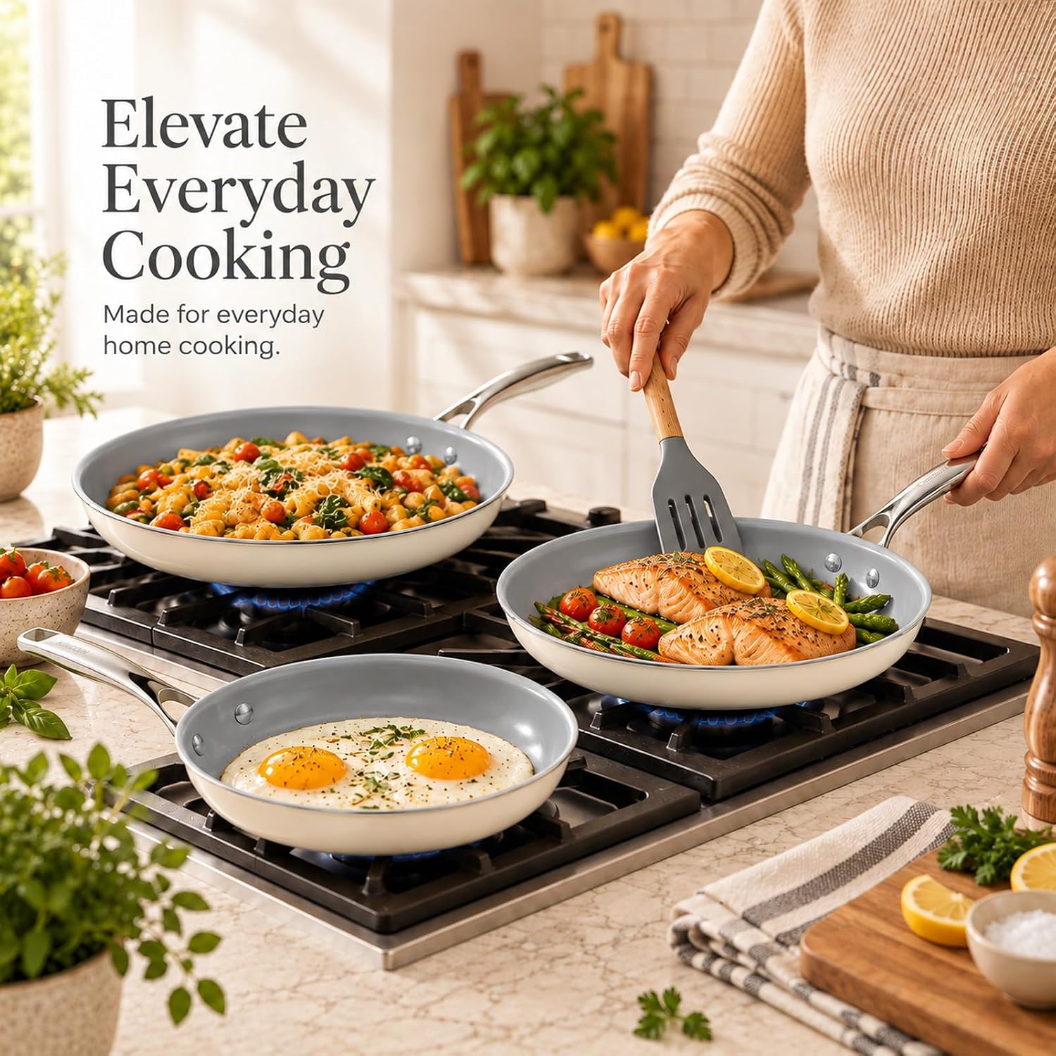 Thumbnail 6 de Kikcoin Ceramic Frying Pan Set 3-Piece