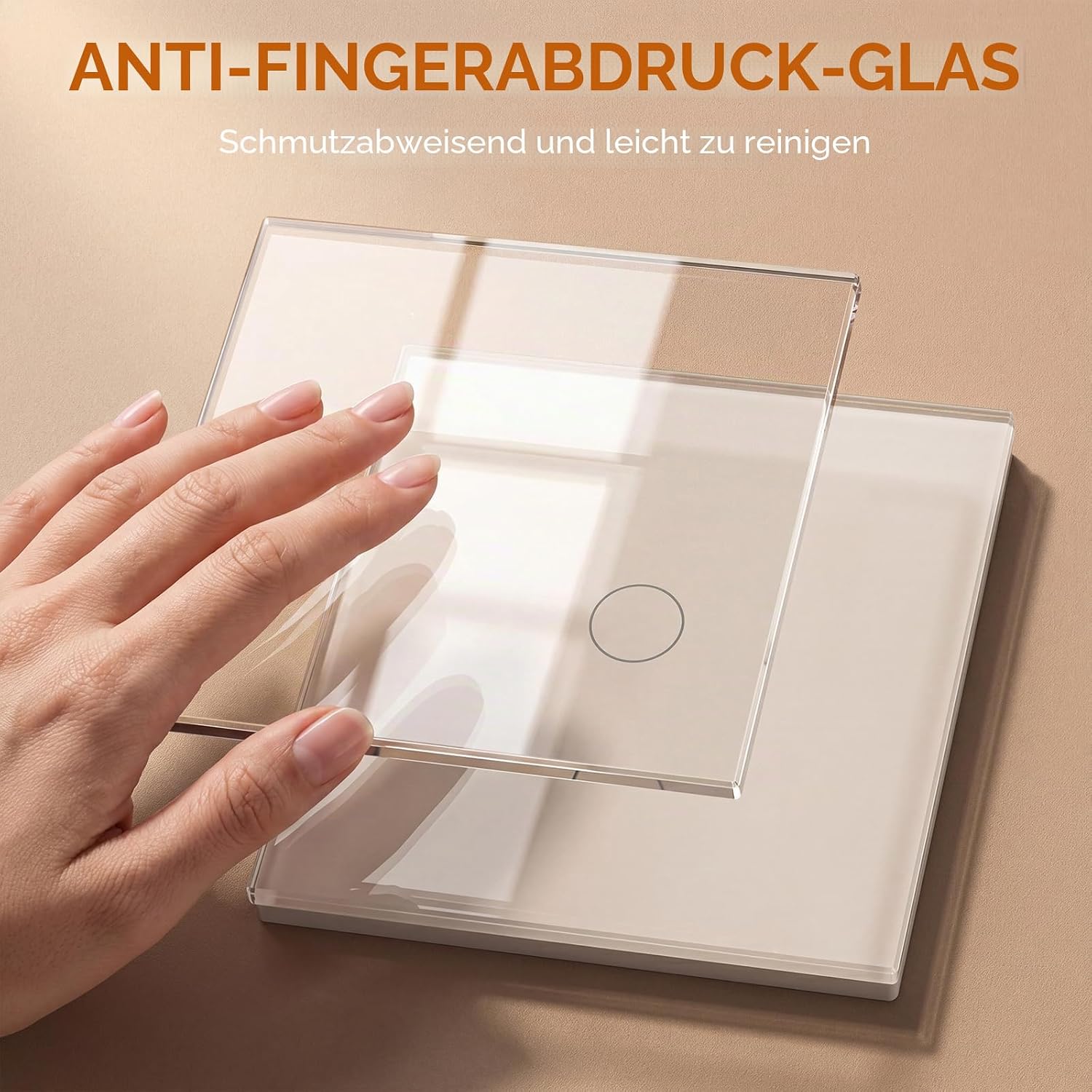Thumbnail 5 de BSEED Touch Lichtschalter aus Glas – 2-Wege, Unterputz, LED-Hintergrundbeleuchtung, Kein Neutralleiter erforderlich, Weiß, 2er Pack