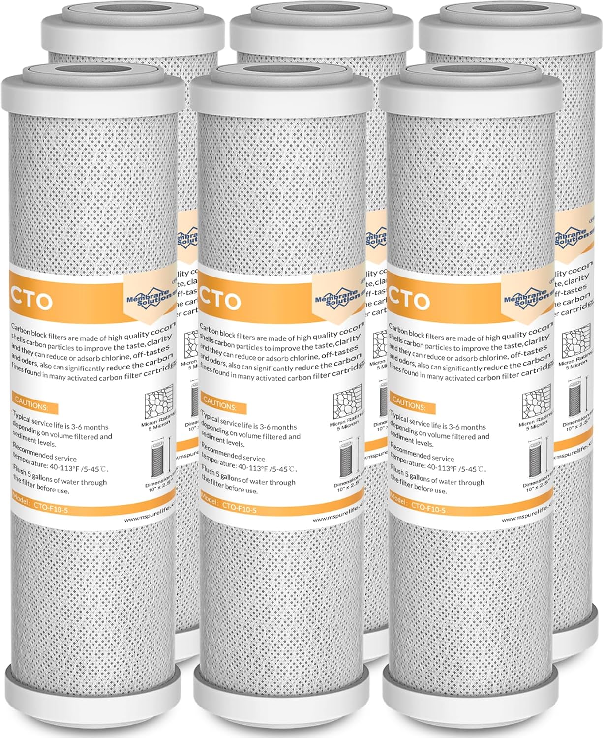 Detalle de Membrane Solutions Carbon Block Water Filter, 5 Micron