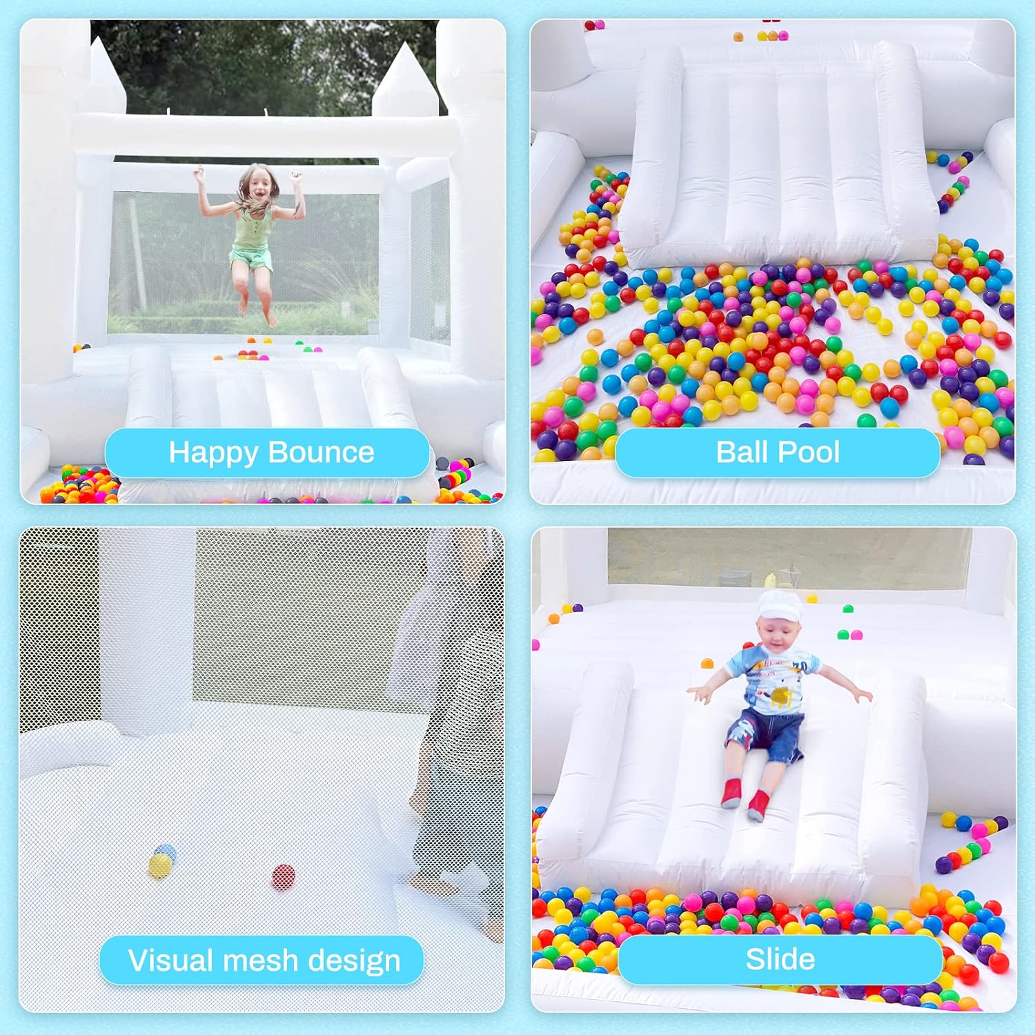 Thumbnail 5 de Inflatable White Bounce House 13' L 🎪