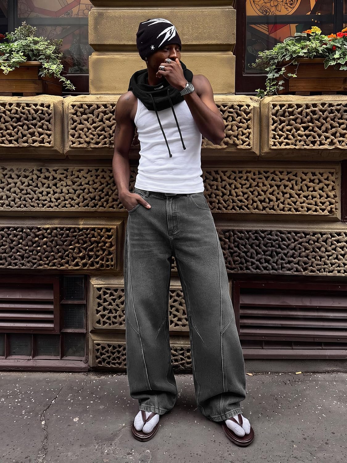 Thumbnail 2 de Icymay Mens Baggy Jeans, Wide-Leg Y2K Vintage Denim, Relaxed Fit