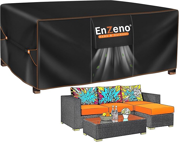 Enzeno Funda para Mesa y Sillas Exterior Impermeable ☔️ 200x150x74cm