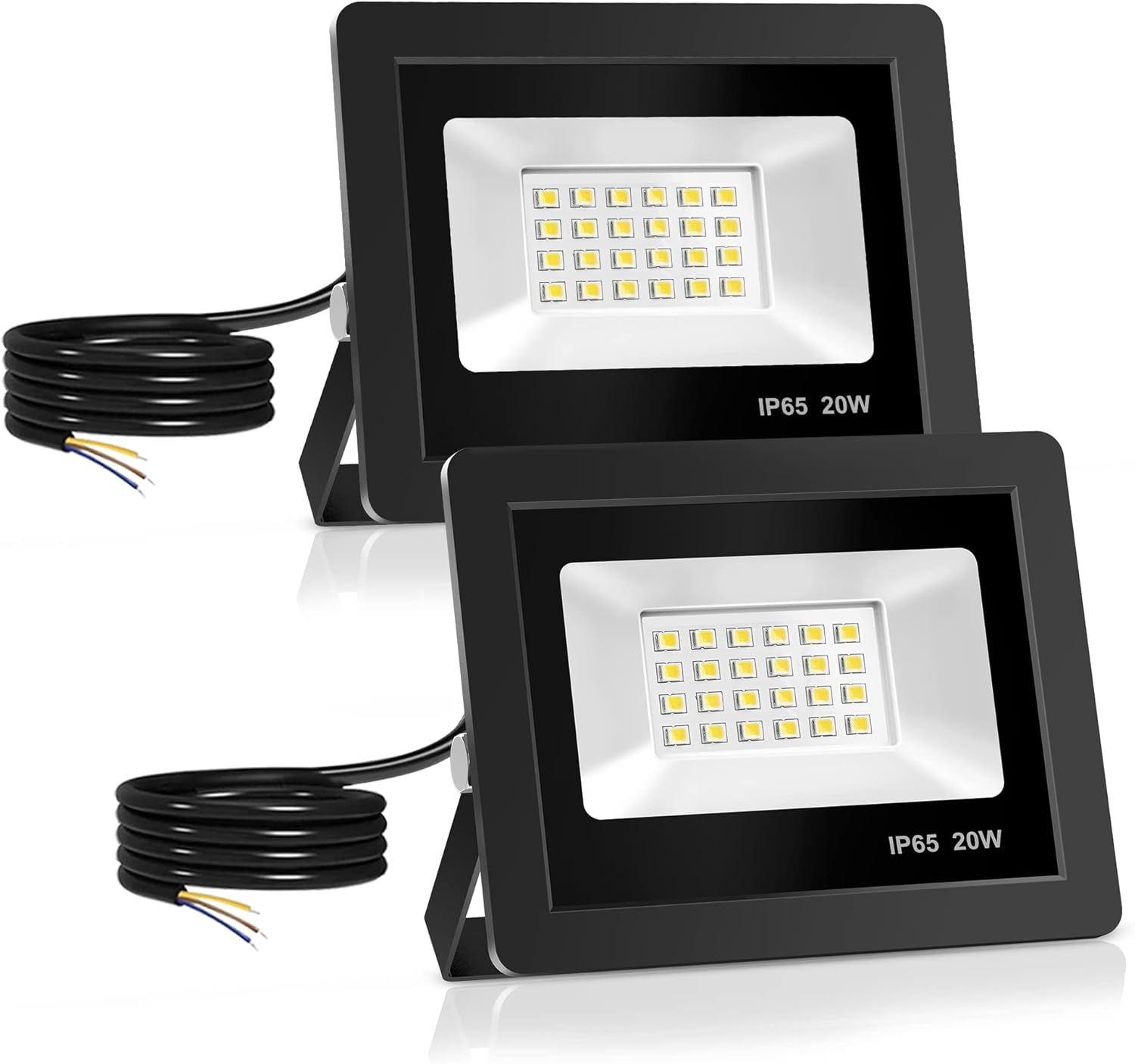 Detalle de Realky 2 focos LED de exterior 20W IP65 (24 LED, 6000K, 100°) para casa, garaje y patio
