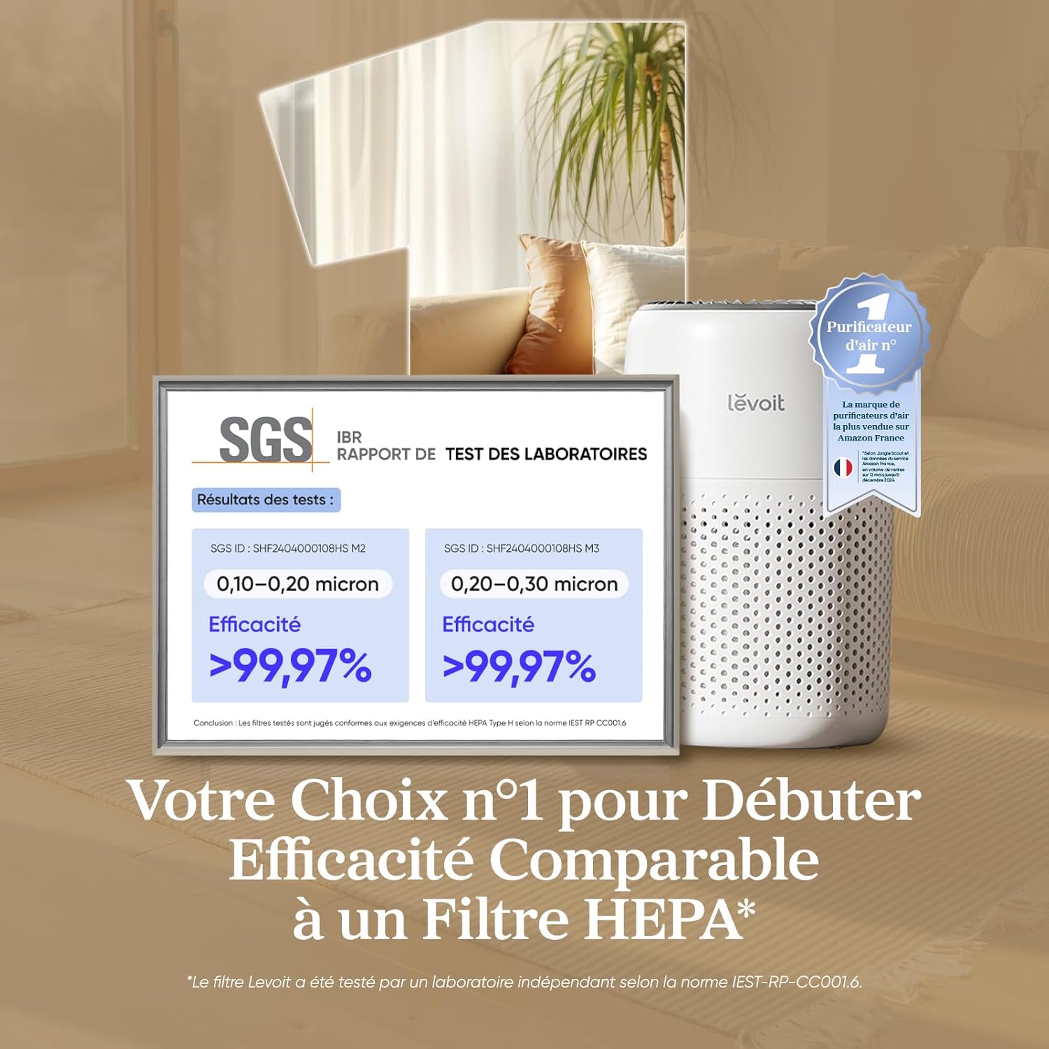Detalle de LEVOIT Purificateur d'Air Chambre – 3-en-1, Silencieux et Aromathérapie (Core Mini)
